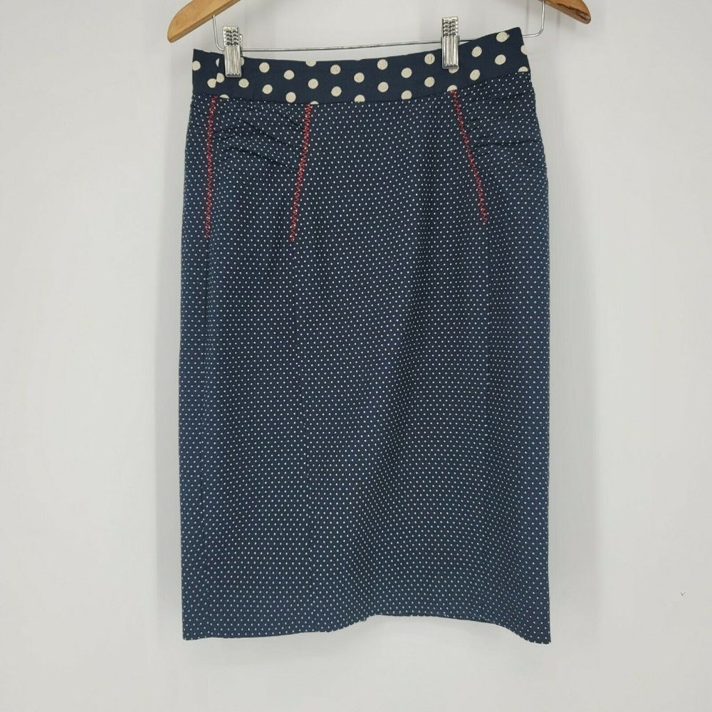 BARASCHI Anthropologie Polka Dot Pencil Skirt 4